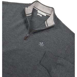 Peter Millar Merino Wool 1/4 Zip Sweater Mens Large Gray Golf Country Club
